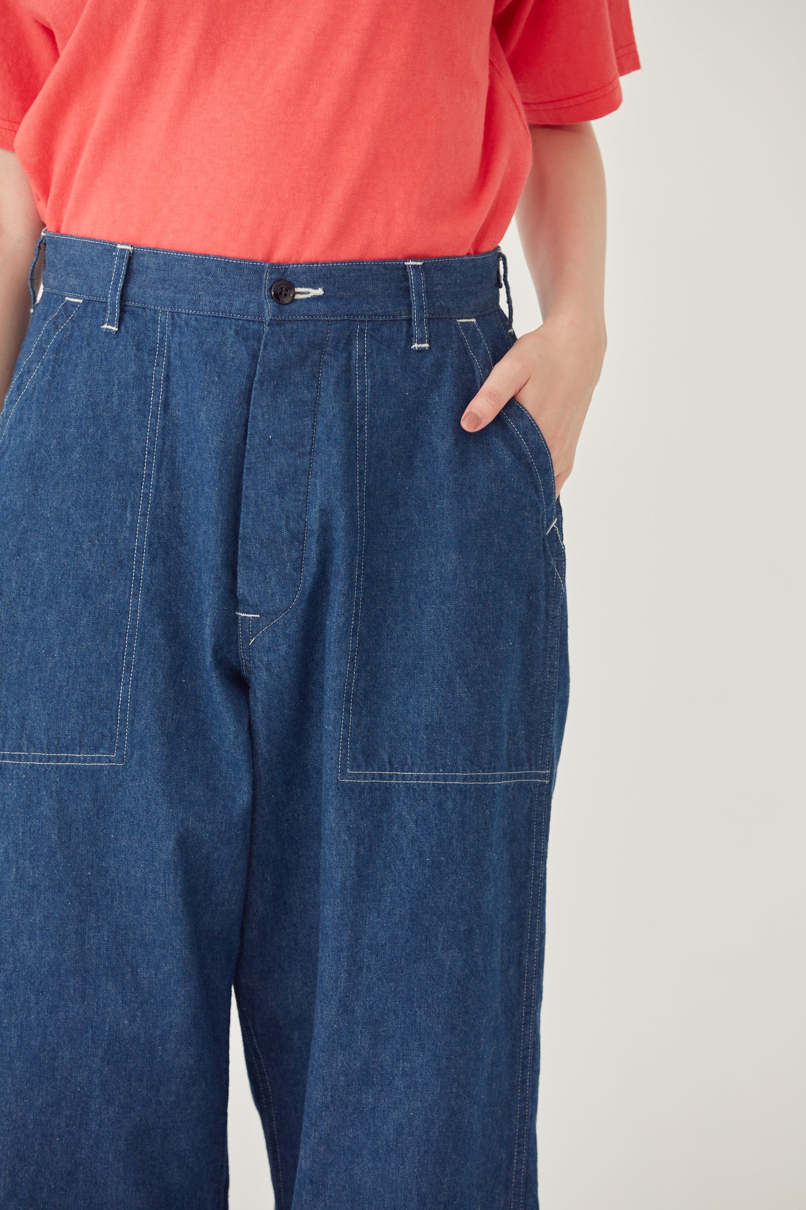 RENA LANGE JEANSダッフルコート/42/美品/レナランゲ　ジーンズ Nanushka Raynee Jeans with Alt-Leather Cuffs | Neiman Marcus
