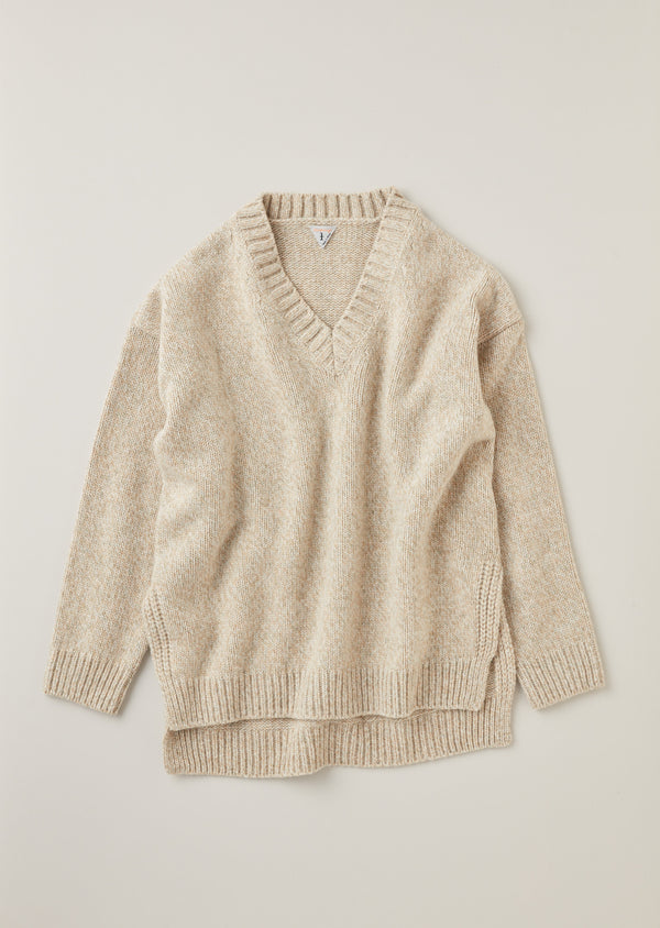 FIONA / フィオナ Mix Yarn Wool Knit Ｖネックチュニック