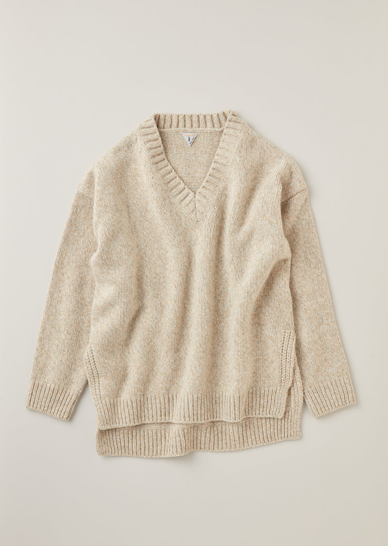 FIONA / フィオナ Mix Yarn Wool Knit Ｖネックチュニック