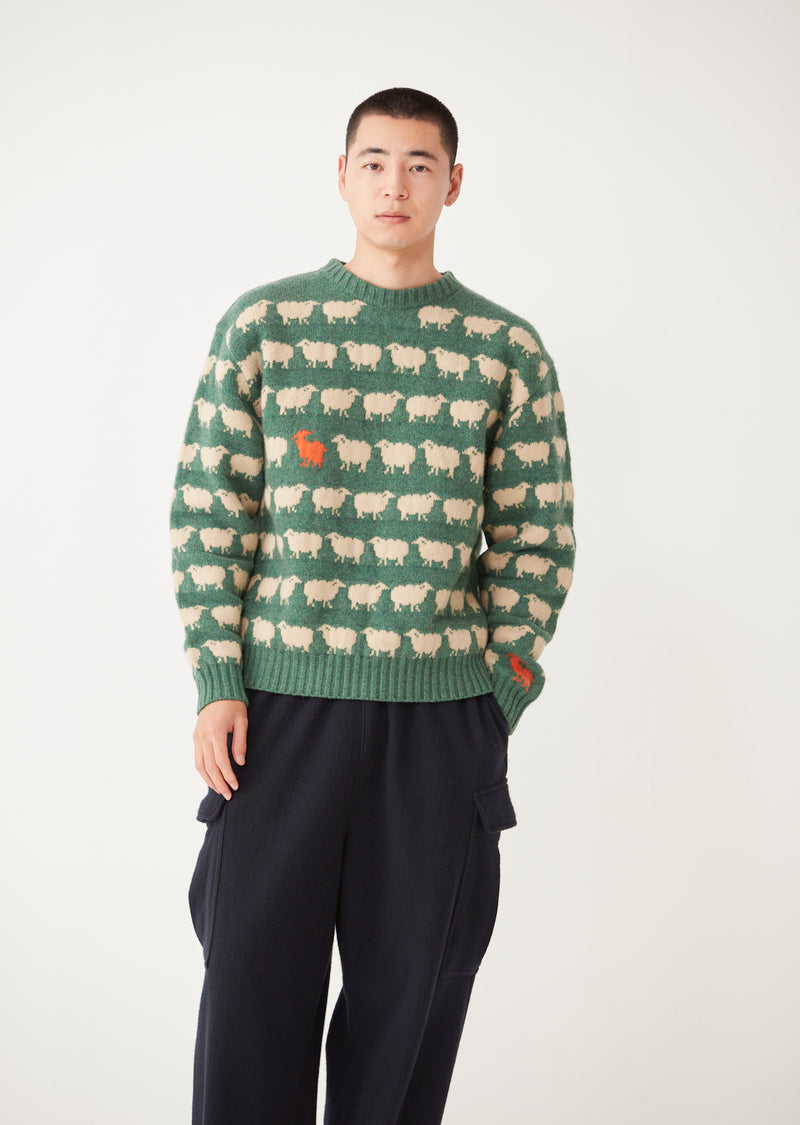 WILLIAM / ウィリアム Sheep Jacquard Knit クルーネック