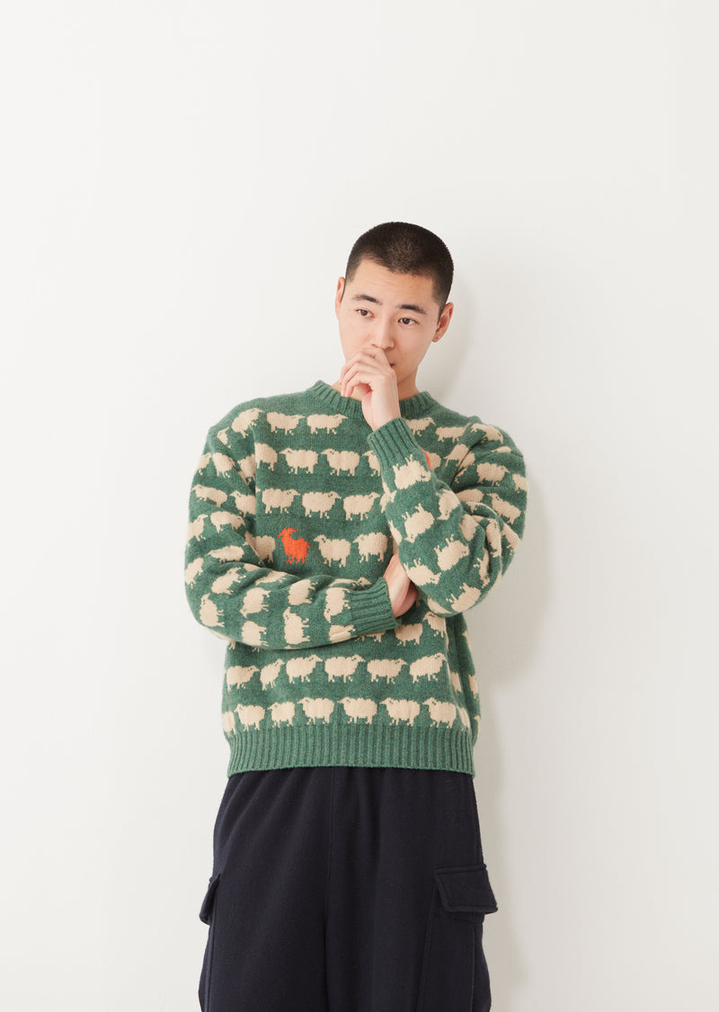 WILLIAM / ウィリアム Sheep Jacquard Knit クルーネック