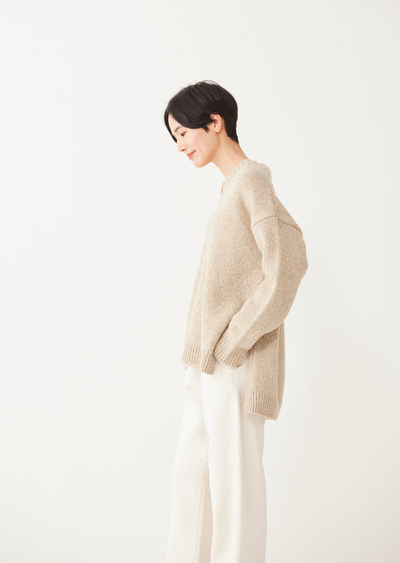 FIONA / フィオナ Mix Yarn Wool Knit Ｖネックチュニック