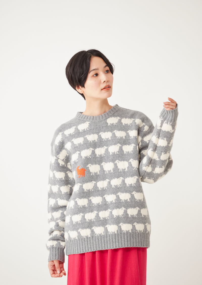 WILLIAM / ウィリアム Sheep Jacquard Knit クルーネック