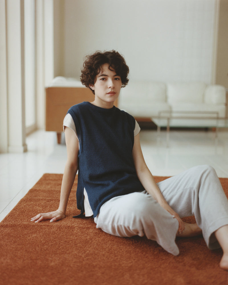 MILLIE / ミリー Cotton linen moss stitch knitting